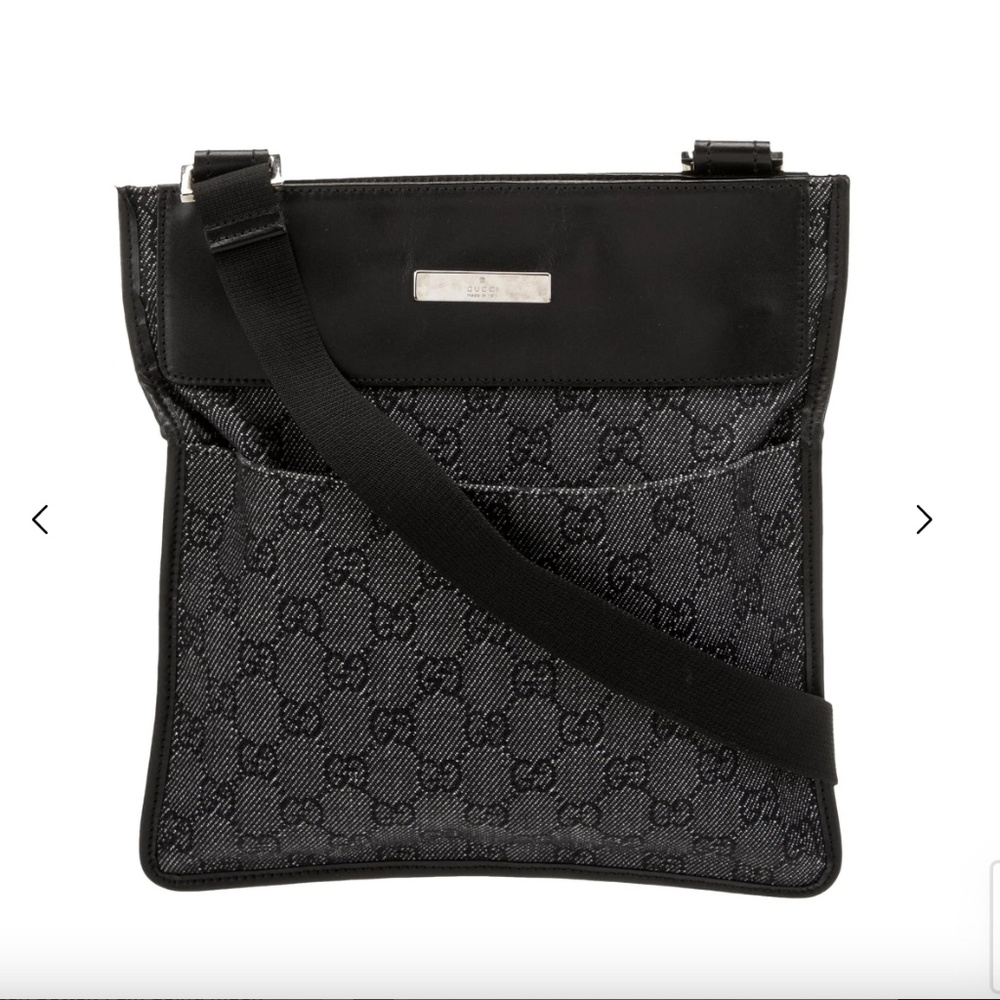 GUCCI GG Web Monogram Black Canvas Crossbody Bag
